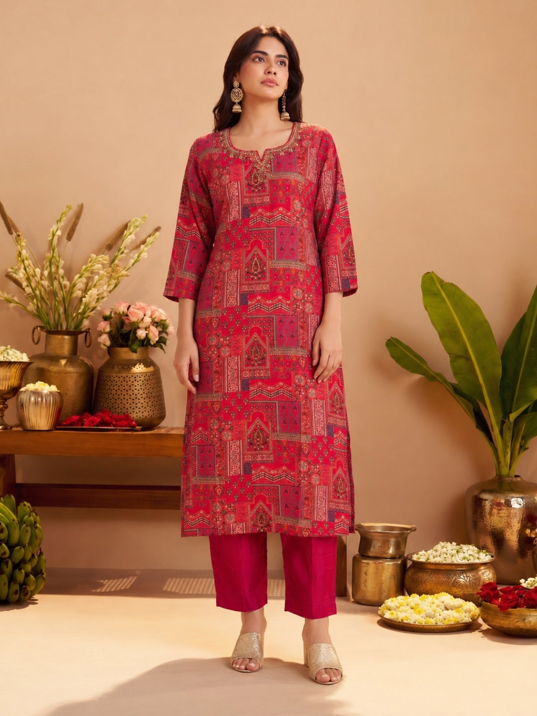 Sanjh Candy Printed Work Suit Set