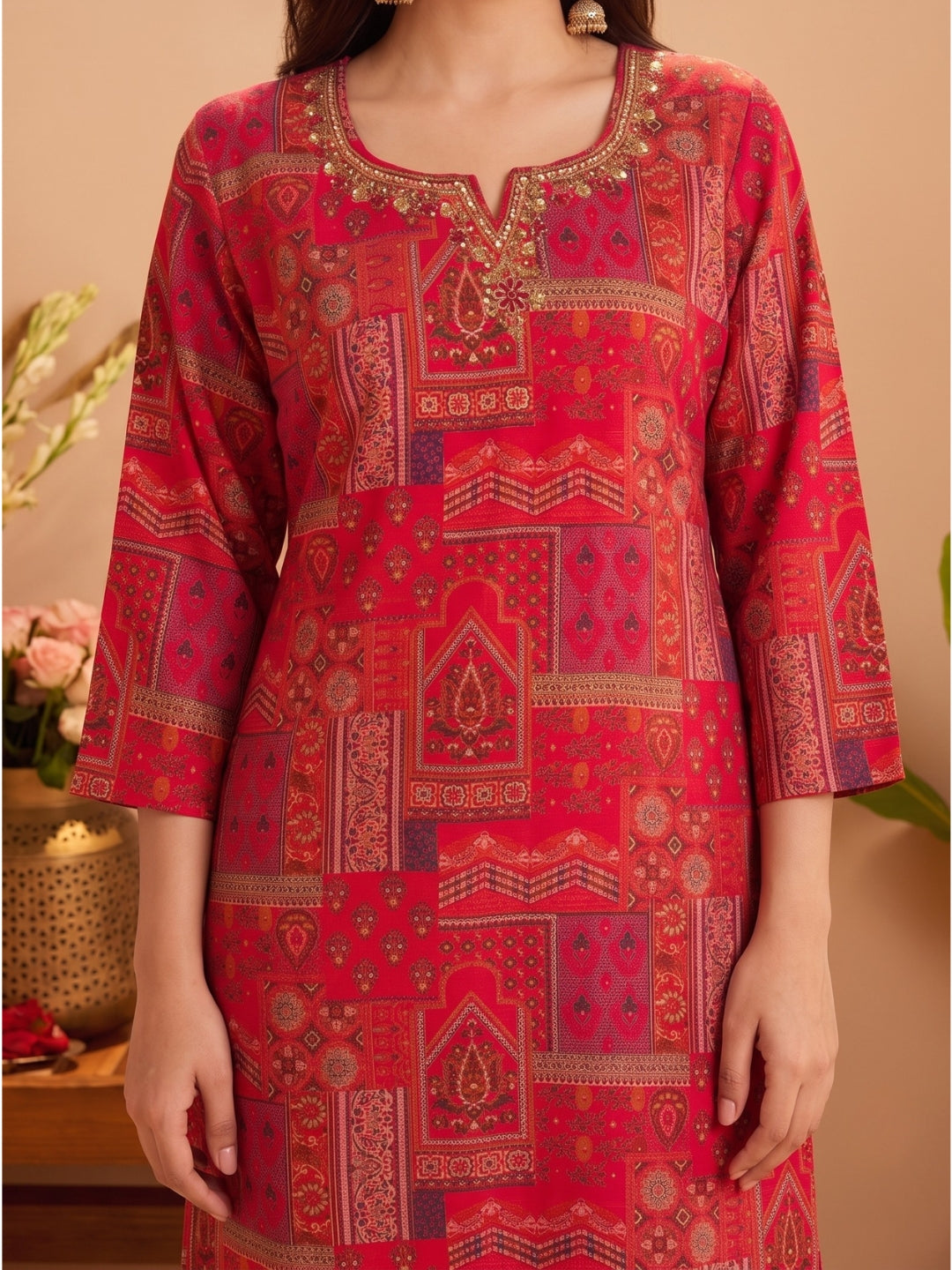Sanjh Candy Printed Work Suit Set