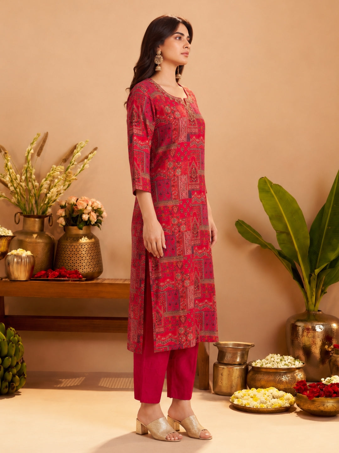 Sanjh Candy Printed Work Suit Set