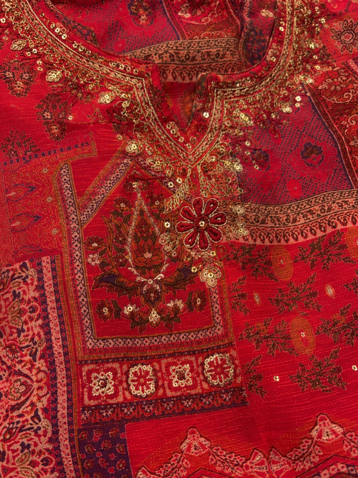 Sanjh Candy Printed Work Suit Set