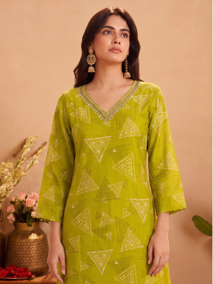 Sanjh Trilime Printed Works Suit Set