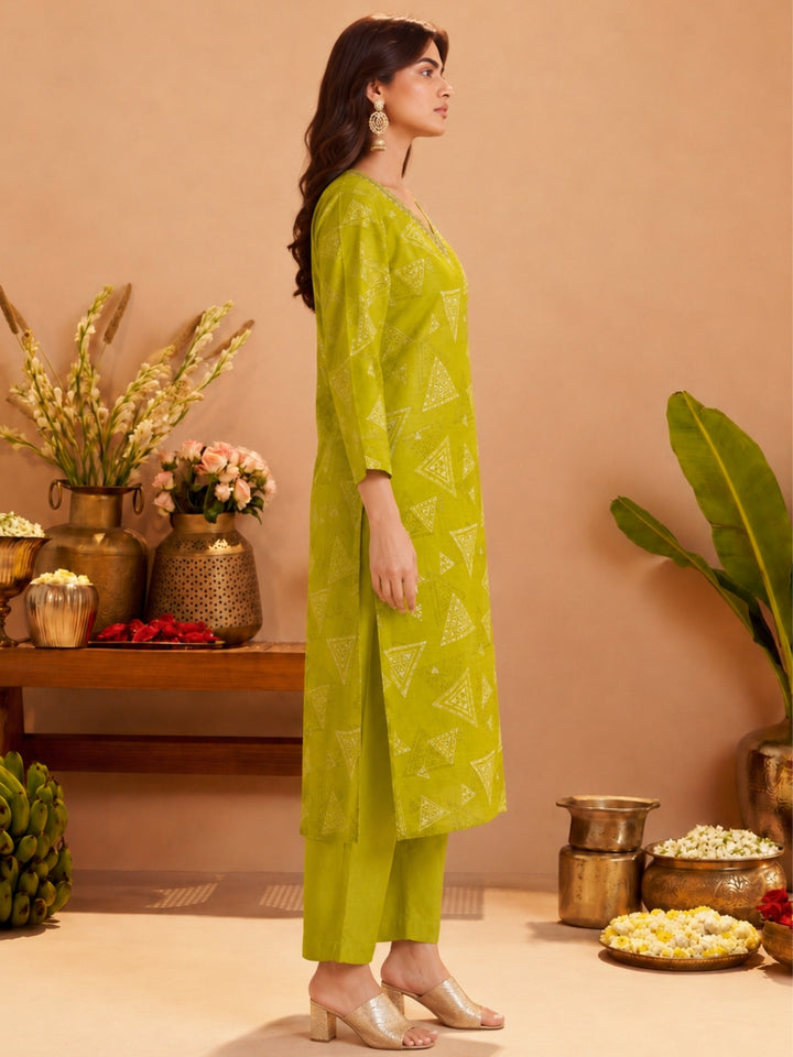 Sanjh Trilime Printed Works Suit Set