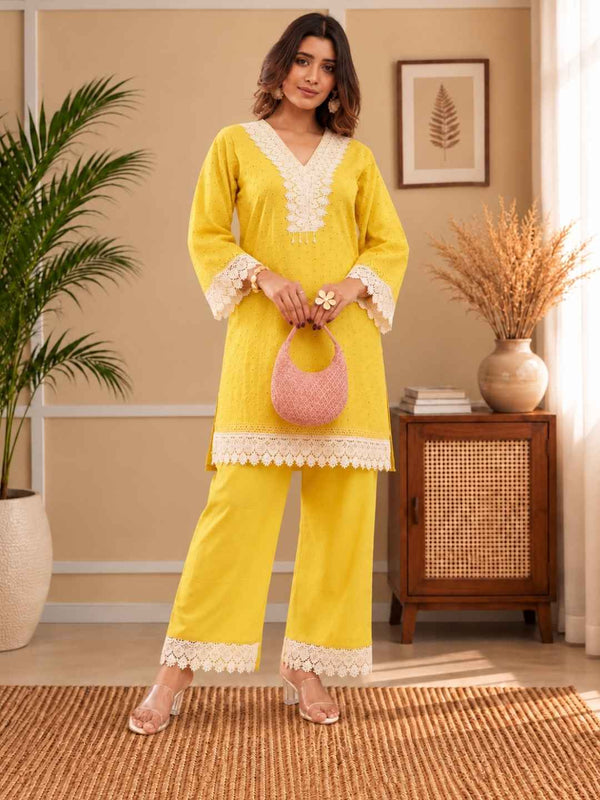 Subarna Amber Cotton Shchiffli Co-ord Set