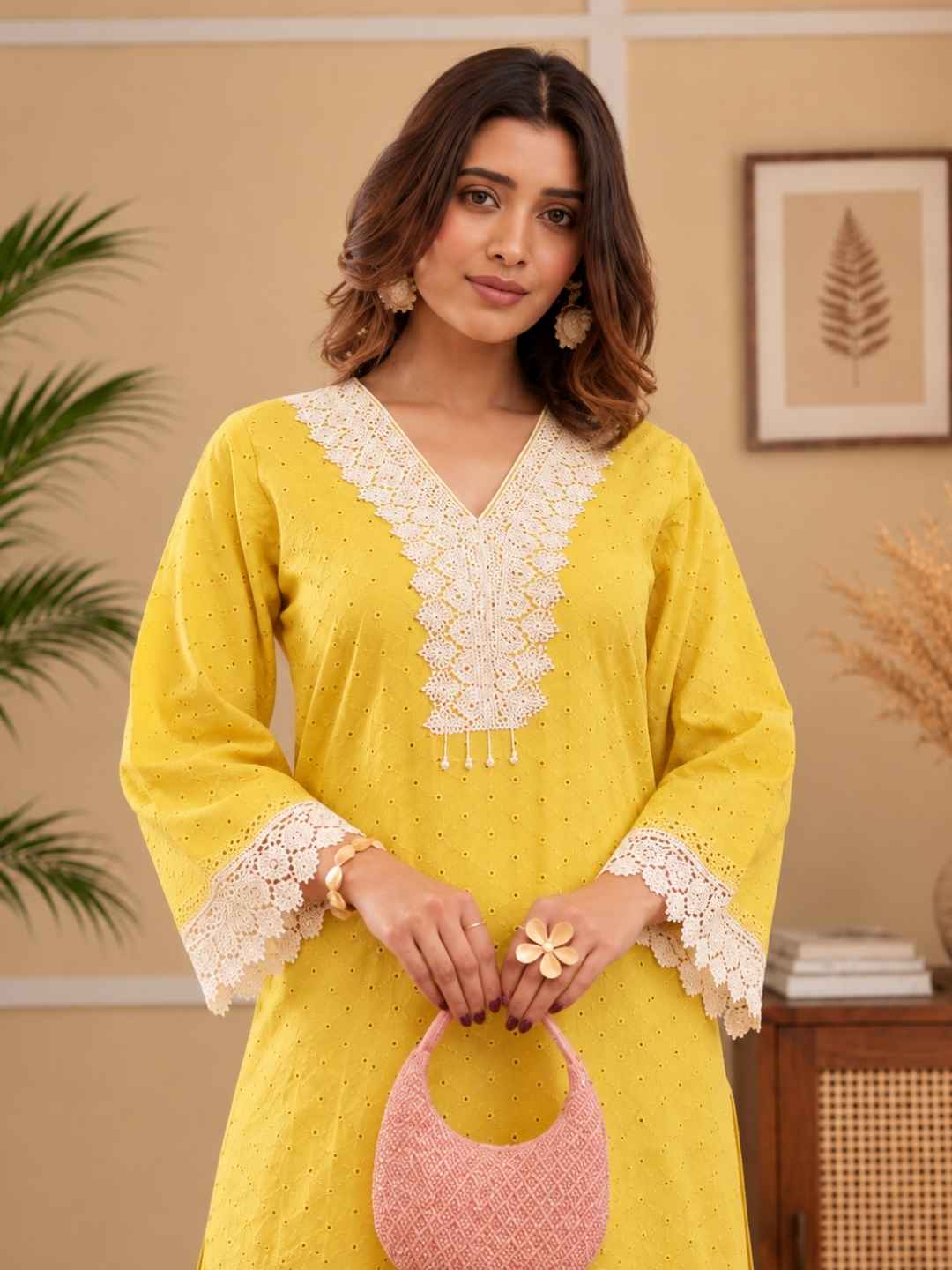Subarna Amber Cotton Shchiffli Co-ord Set