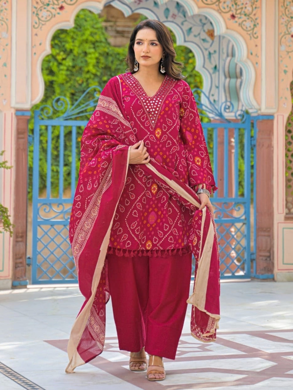 Surbhi Flamingo Handwork Farshi Cotton Suit Set
