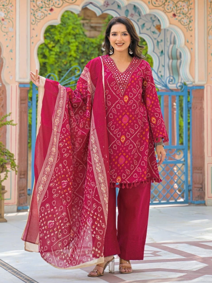 Surbhi Flamingo Handwork Farshi Cotton Suit Set