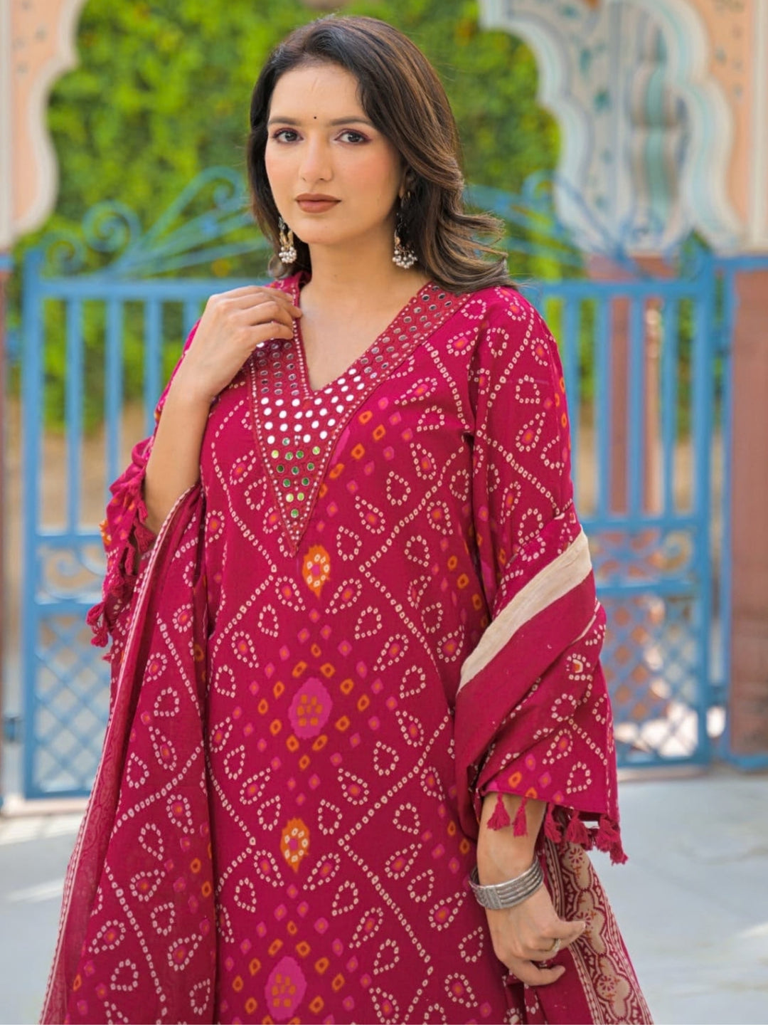 Surbhi Flamingo Handwork Farshi Cotton Suit Set