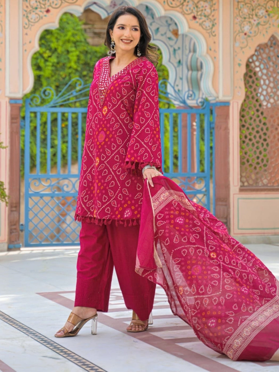 Surbhi Flamingo Handwork Farshi Cotton Suit Set