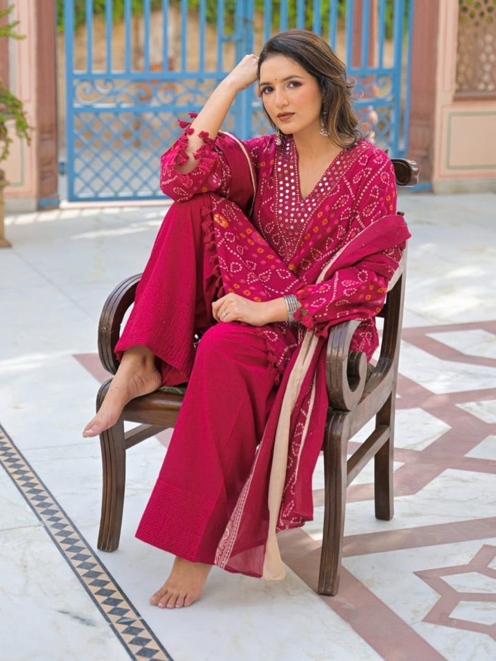 Surbhi Flamingo Handwork Farshi Cotton Suit Set