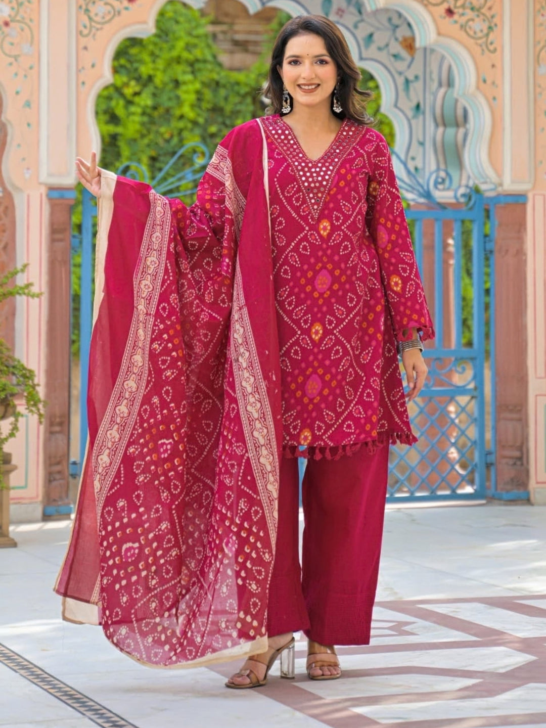 Surbhi Flamingo Handwork Farshi Cotton Suit Set