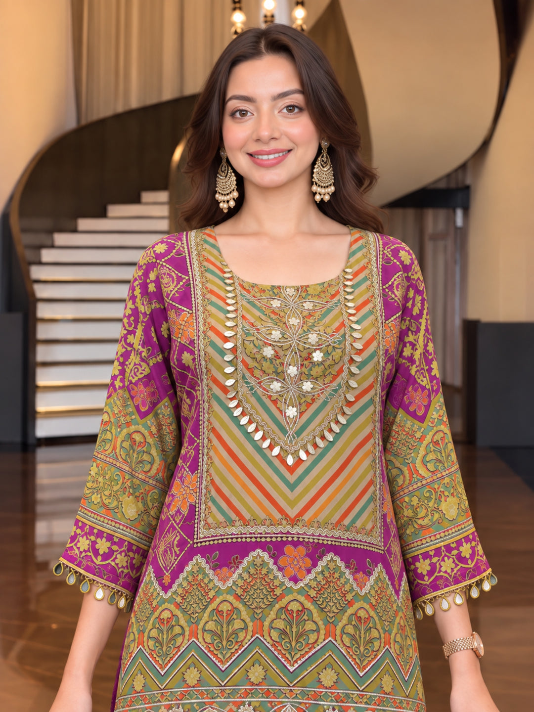 Sushi Vibgyor Work Printed Farshi Shuit Set