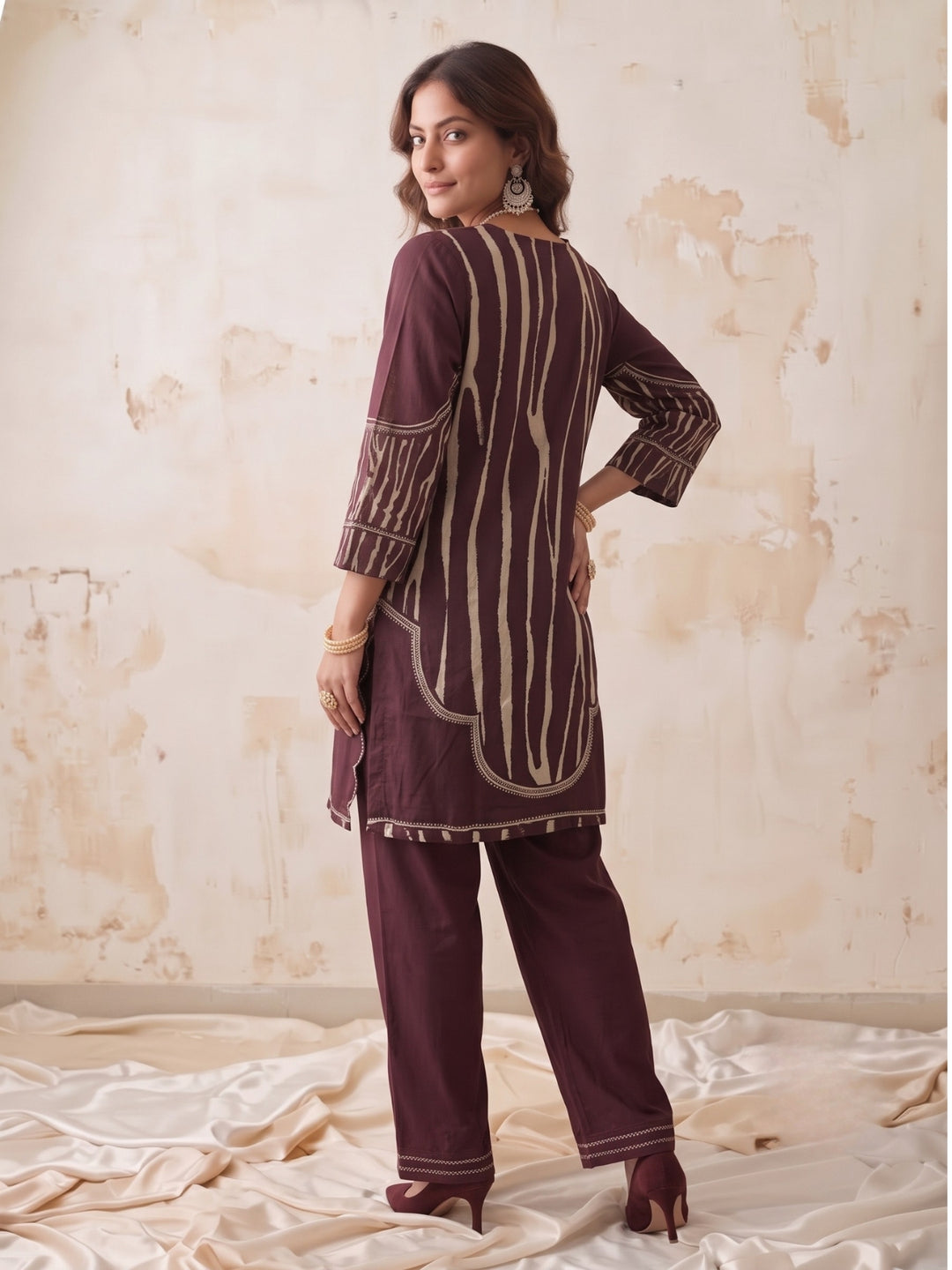 Swades Garnet Handwork Printed Co-Ord Set