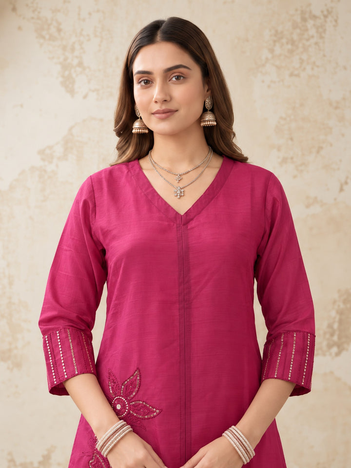 Swades Mauve Embroidery Co-Ord Set