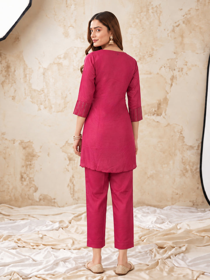 Swades Mauve Embroidery Co-Ord Set