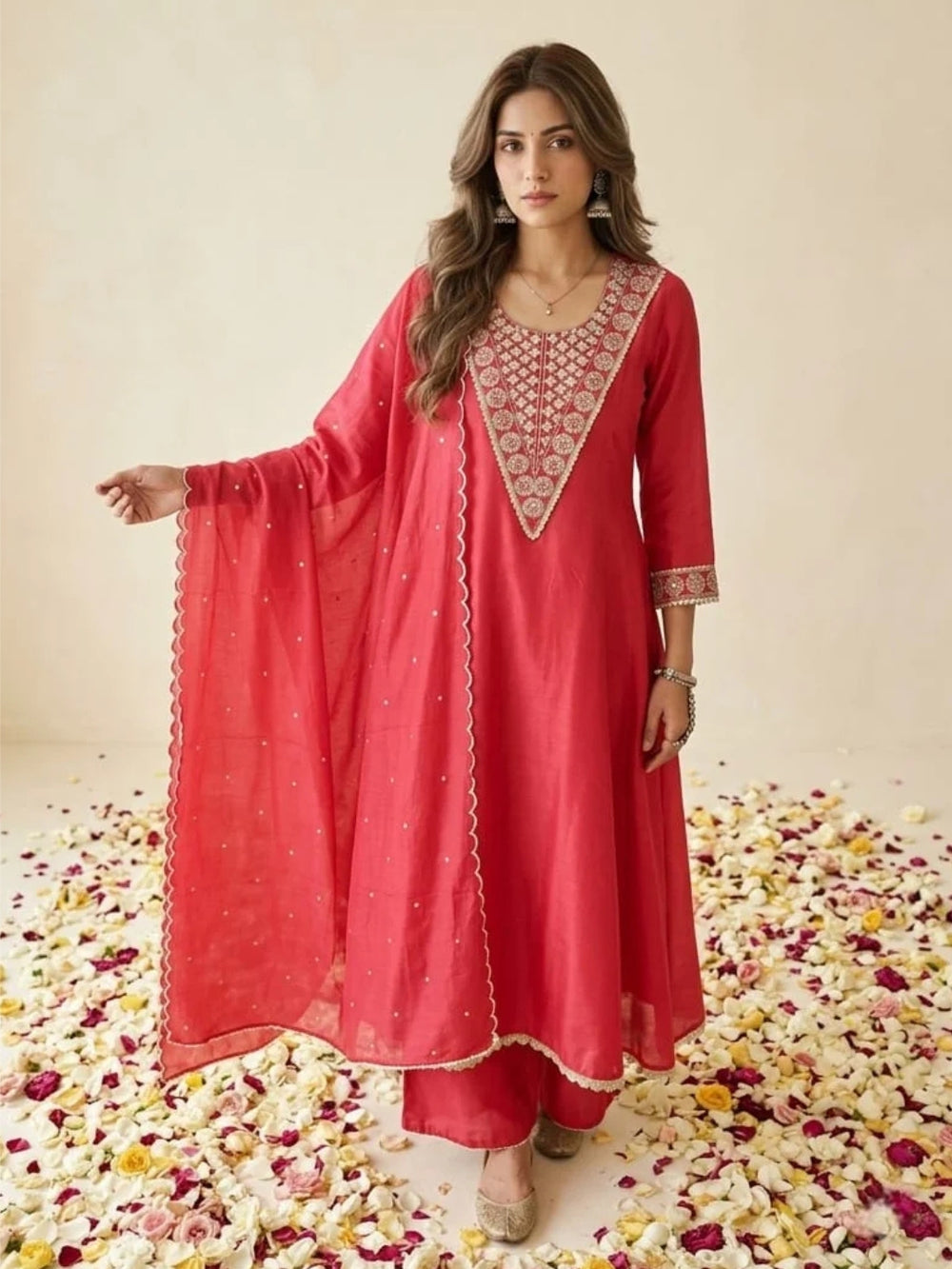 Swades sindoori work suit set