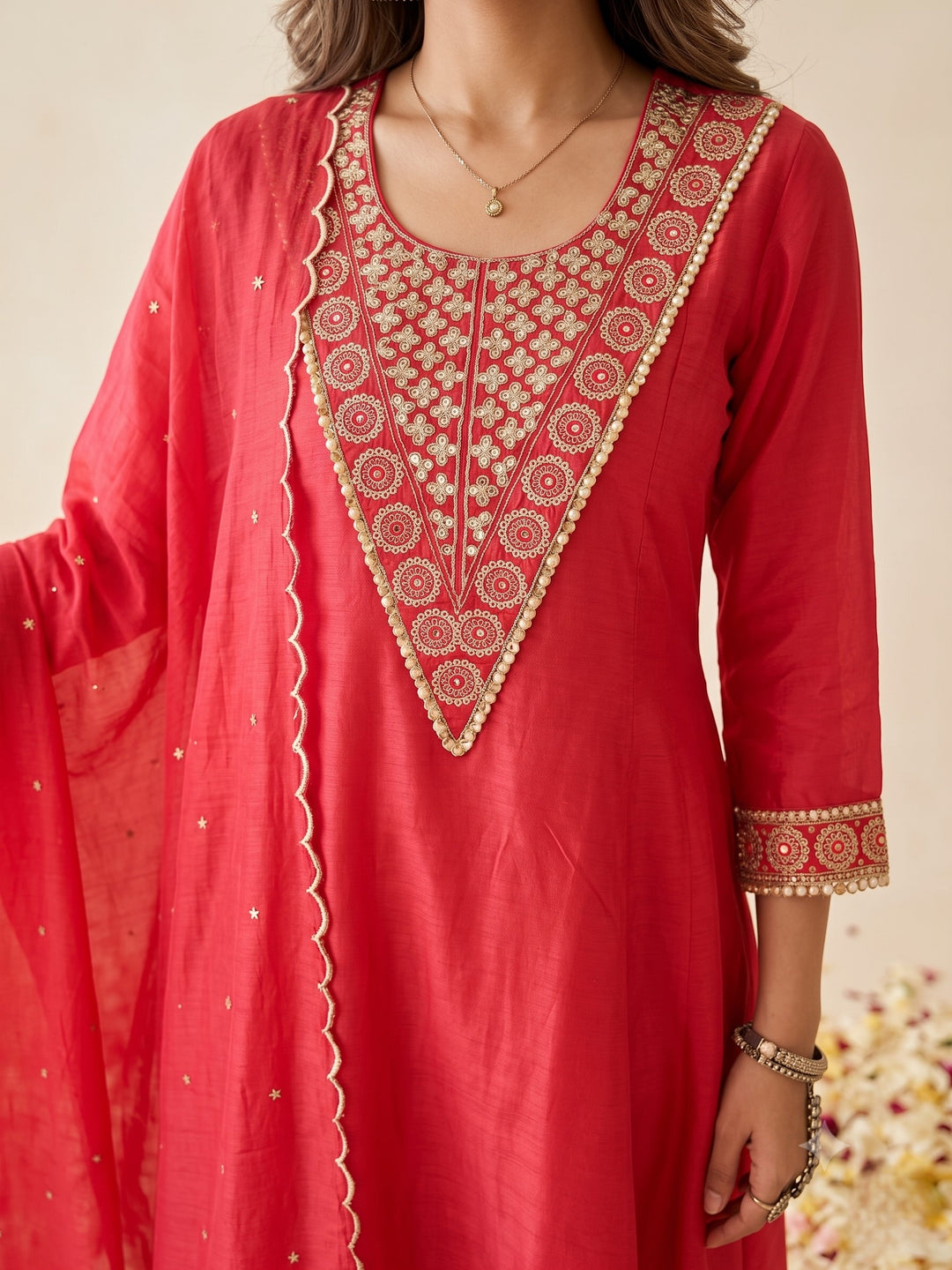 Swades sindoori work suit set