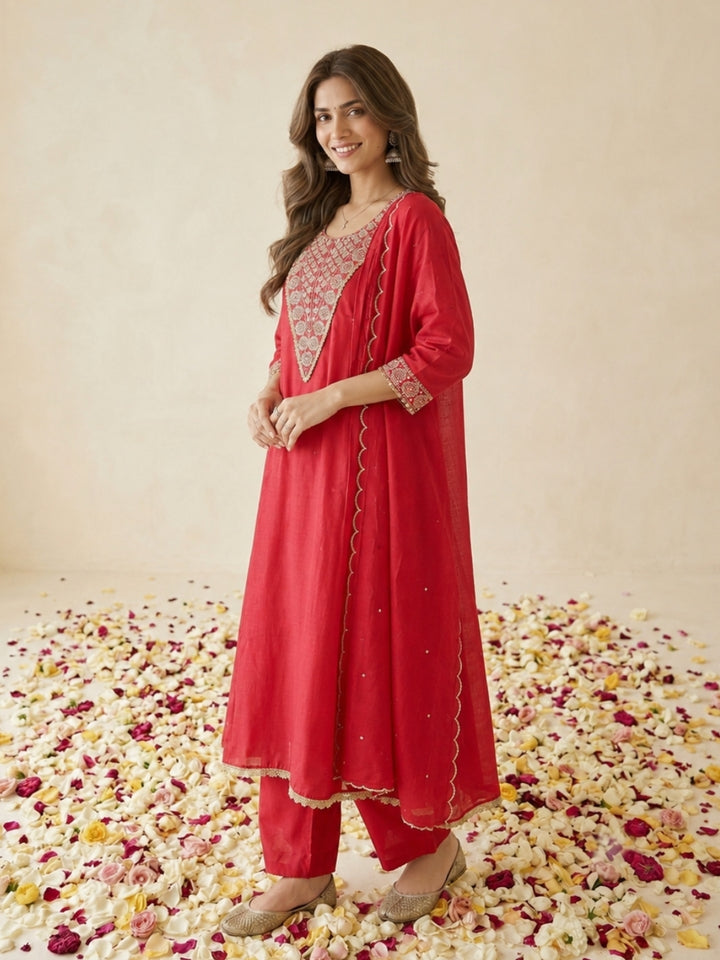 Swades sindoori work suit set