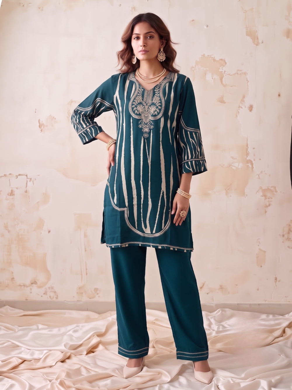 Swades Spruce Handowrk Printed Co-Ord Set