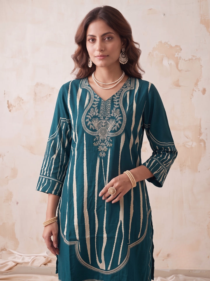 Swades Spruce Handowrk Printed Co-Ord Set