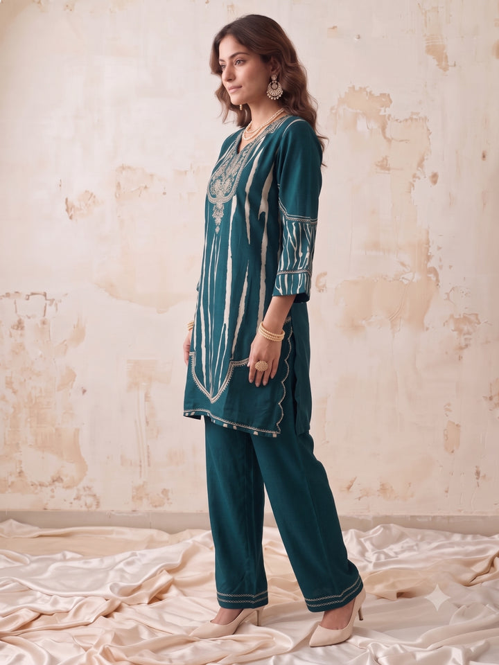 Swades Spruce Handowrk Printed Co-Ord Set