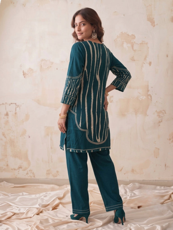 Swades Spruce Handowrk Printed Co-Ord Set