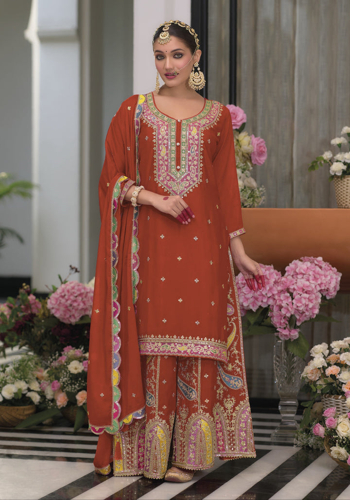 Uzma crimson full work gharara set