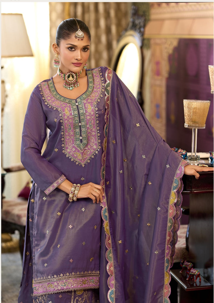 Garja orchid full work gharara set