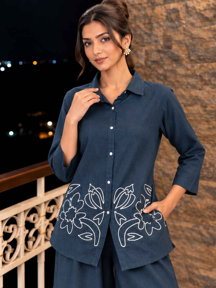 Sargi Azure embroidery co-ord set