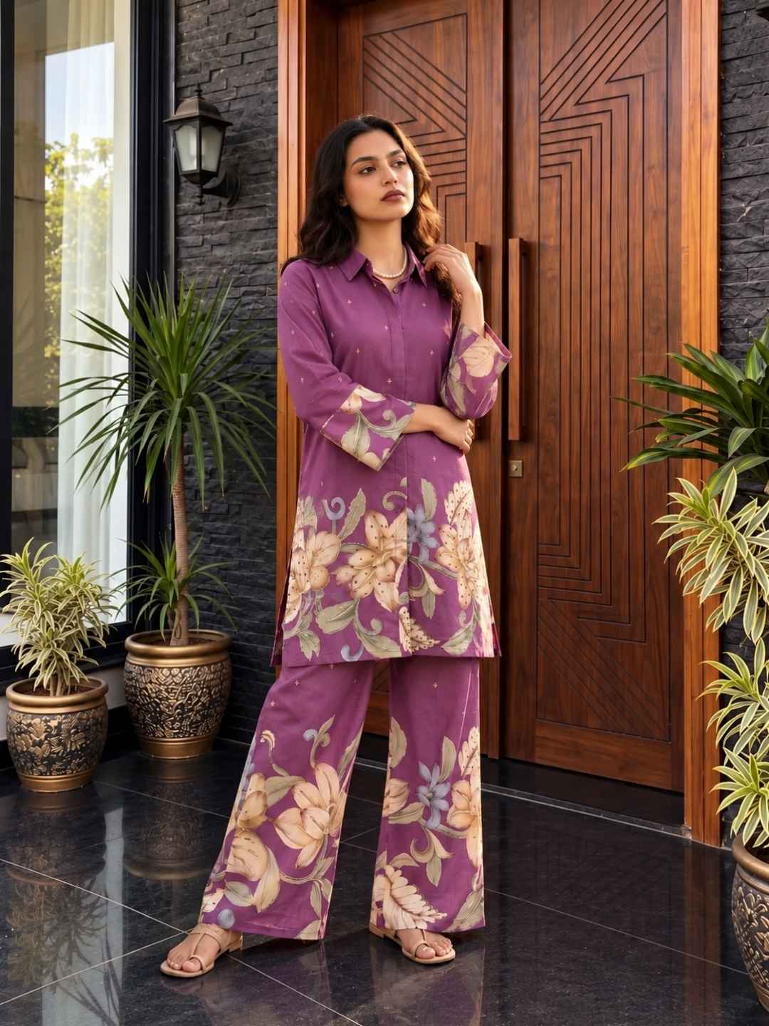 Shanti Mulberry Printed Cotton Co-ord Set