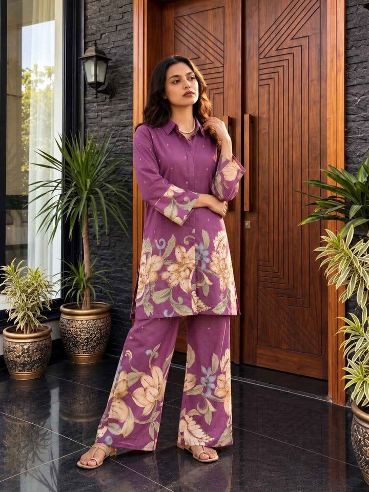 Shanti Mulberry Printed Cotton Co-ord Set