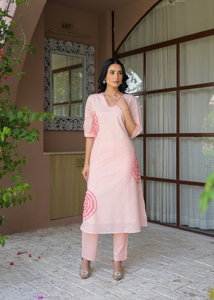 Tatva Candy Cotton Kurta Pant Set