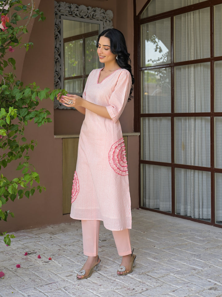 Tatva Candy Cotton Kurta Pant Set
