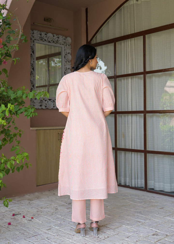 Tatva Candy Cotton Kurta Pant Set