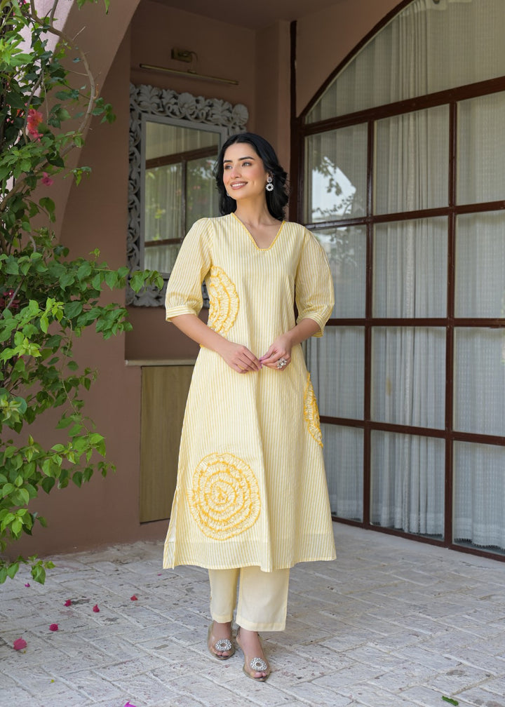 Tatva Citrine Cotton Kurta Pant Set