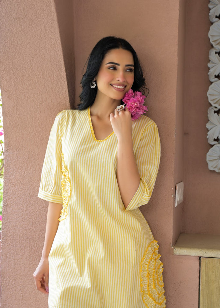 Tatva Citrine Cotton Kurta Pant Set