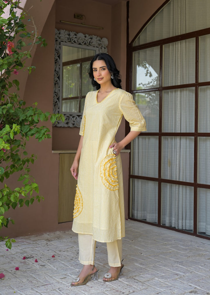 Tatva Citrine Cotton Kurta Pant Set