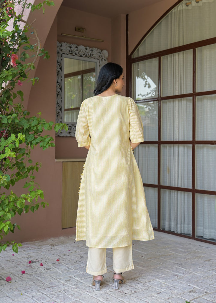 Tatva Citrine Cotton Kurta Pant Set