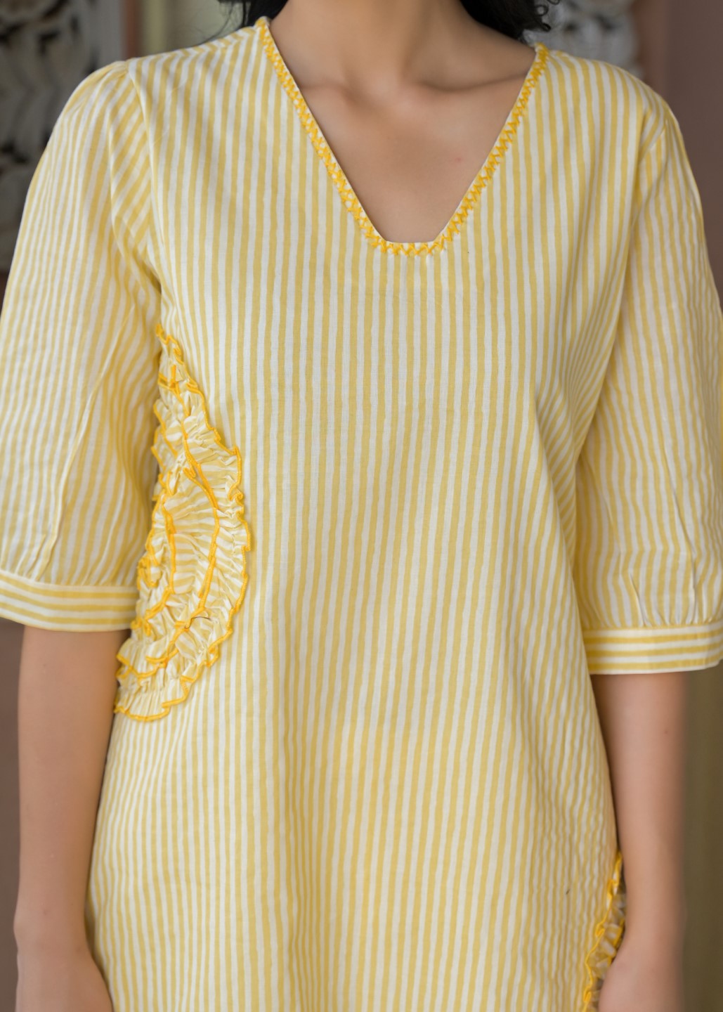 Tatva Citrine Cotton Kurta Pant Set