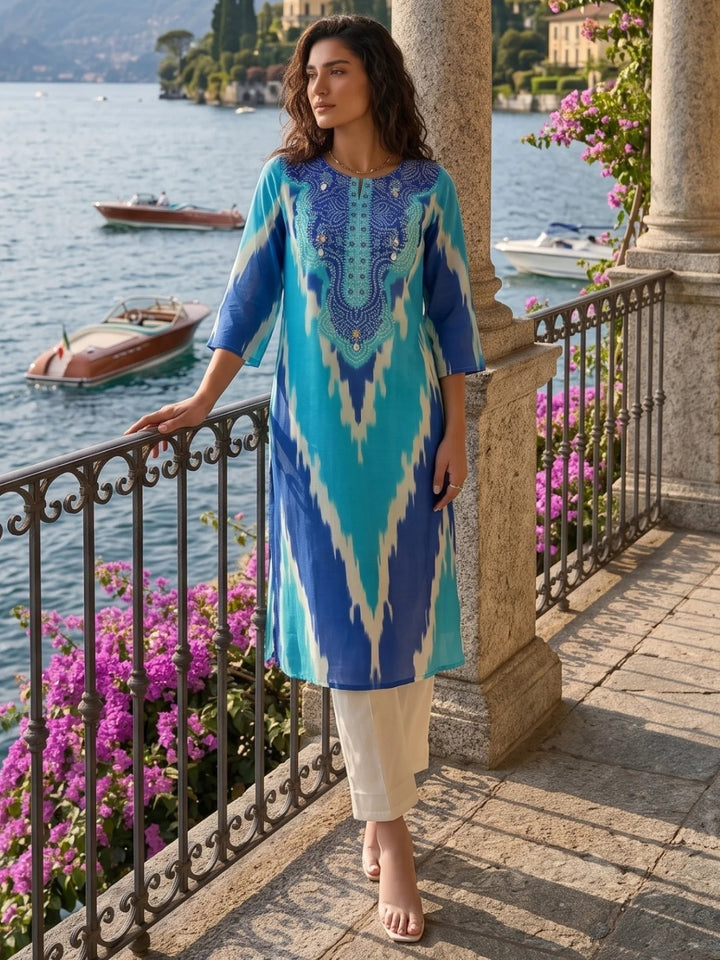 Tatva Comma Work Cotton Kurta Pant Set