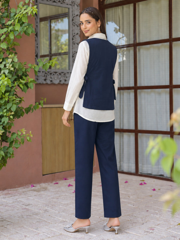 Tatva Sweden Embdoidery Bib Style Cotton Co-Ord Set