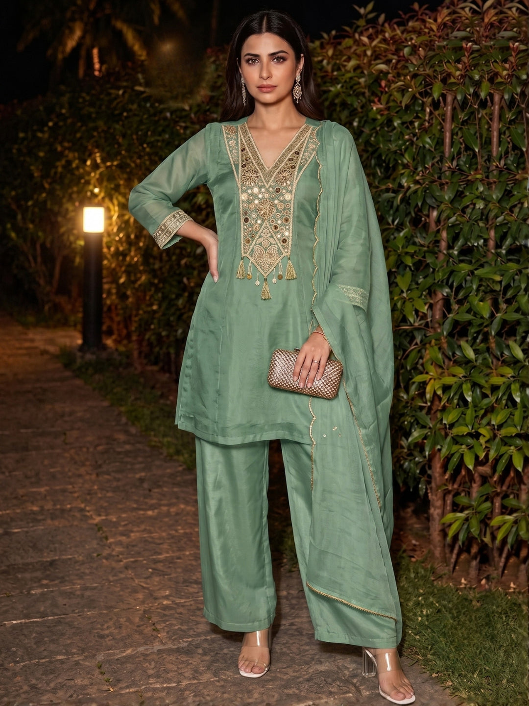Tisca Fern Handwork Suit Set