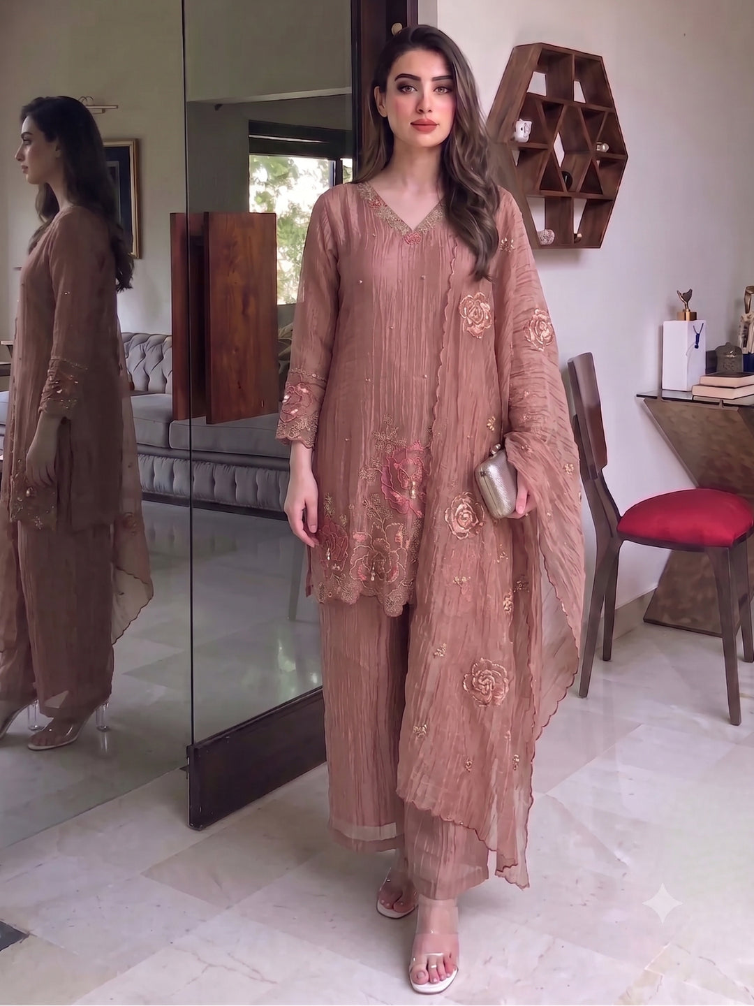 Tisca Flamingo Handwork Suit Set