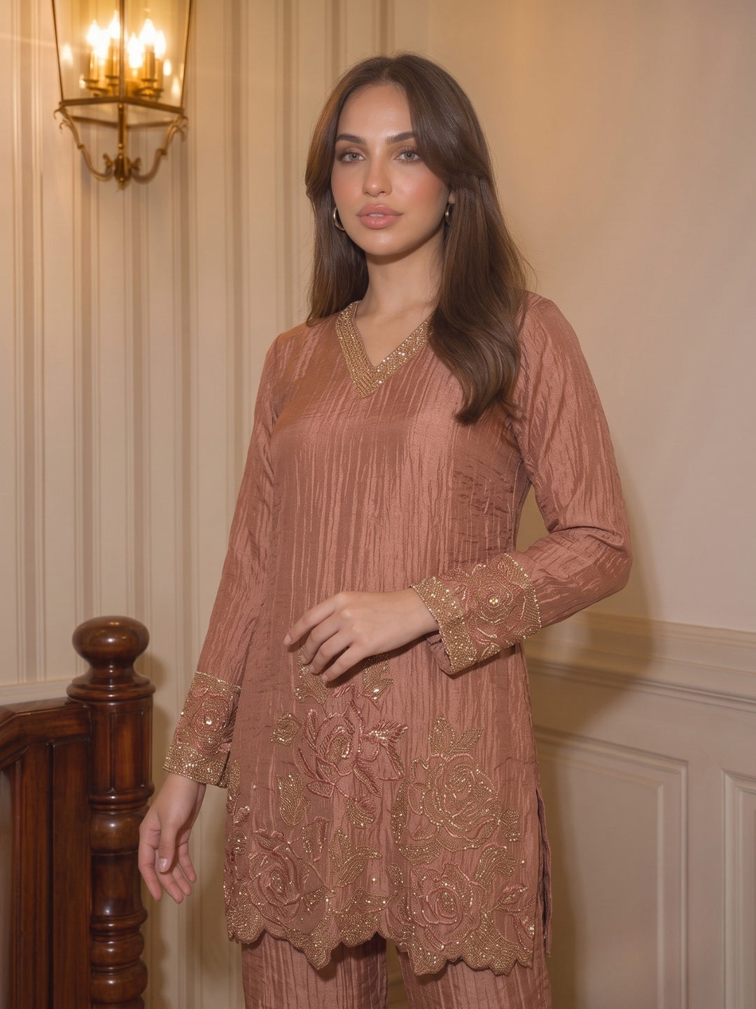 Tisca Flamingo Handwork Suit Set