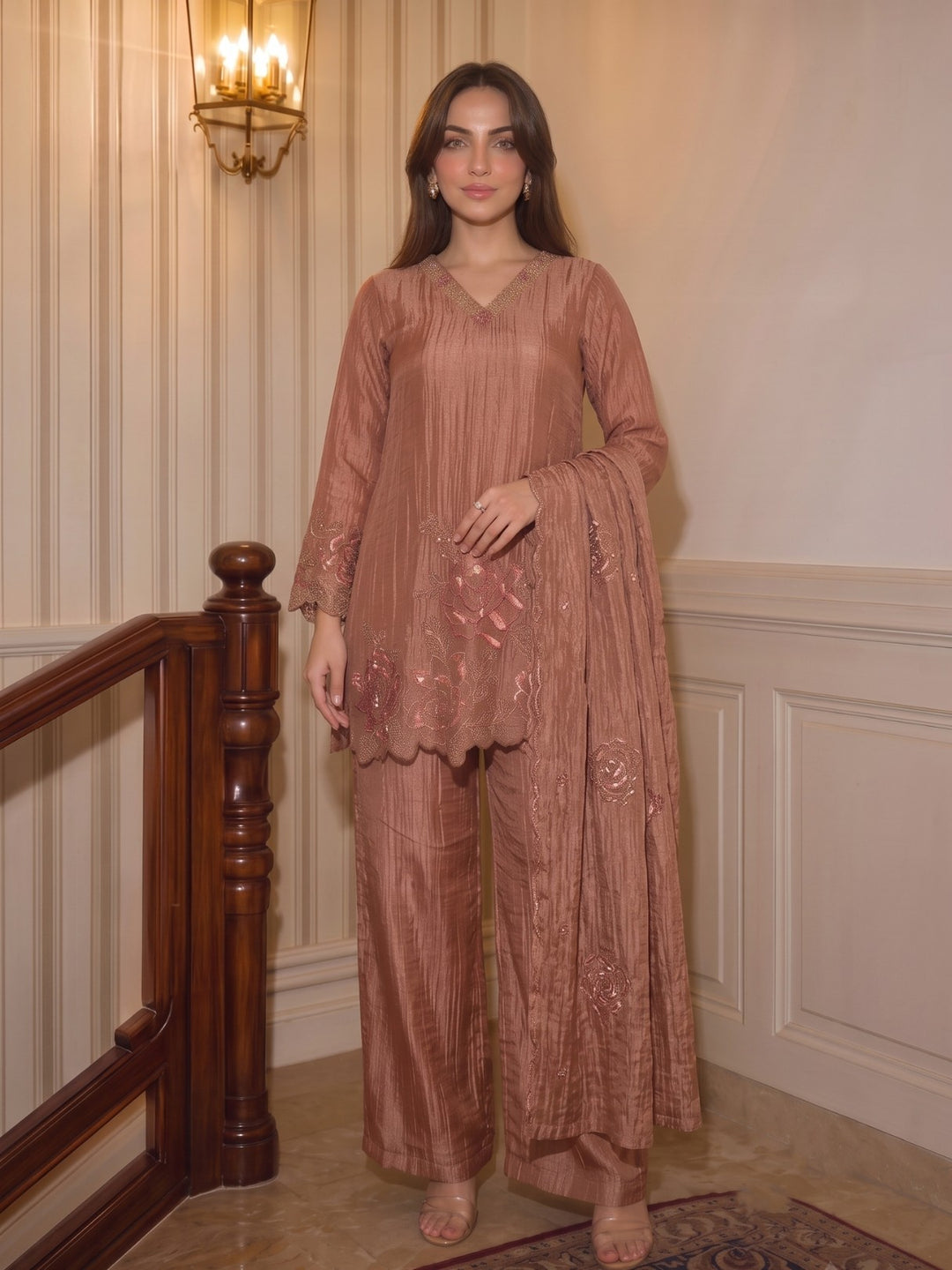 Tisca Flamingo Handwork Suit Set