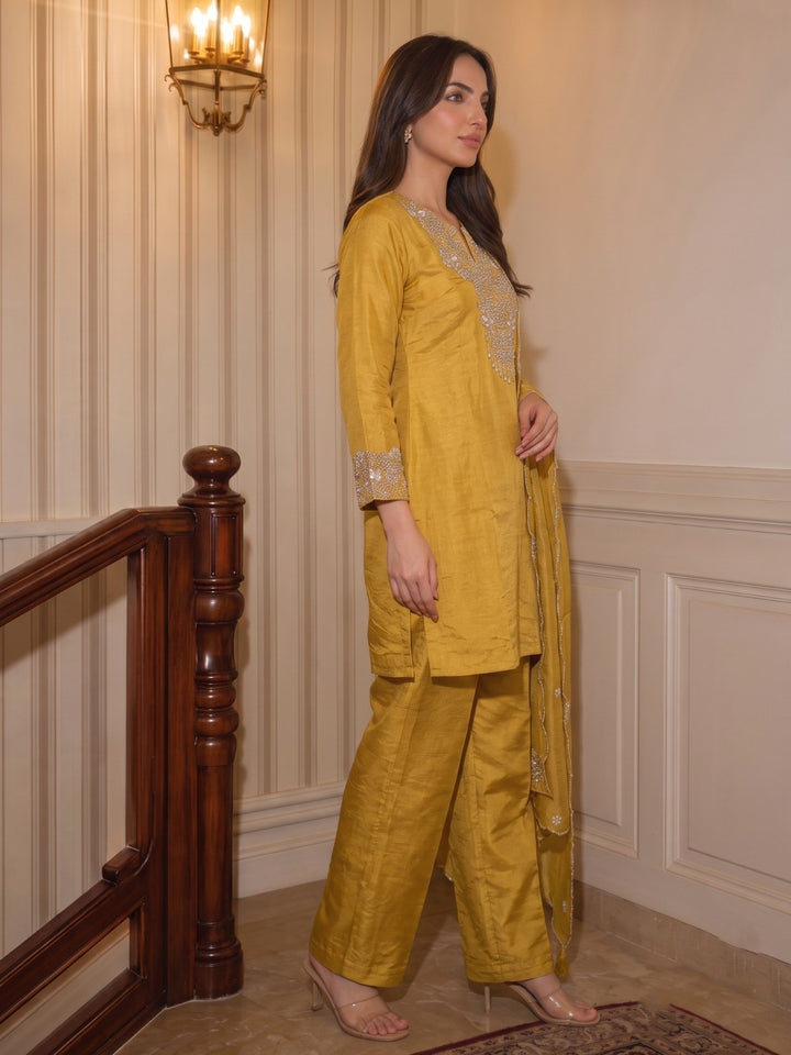 Tisca Flax Handwork Suit Set