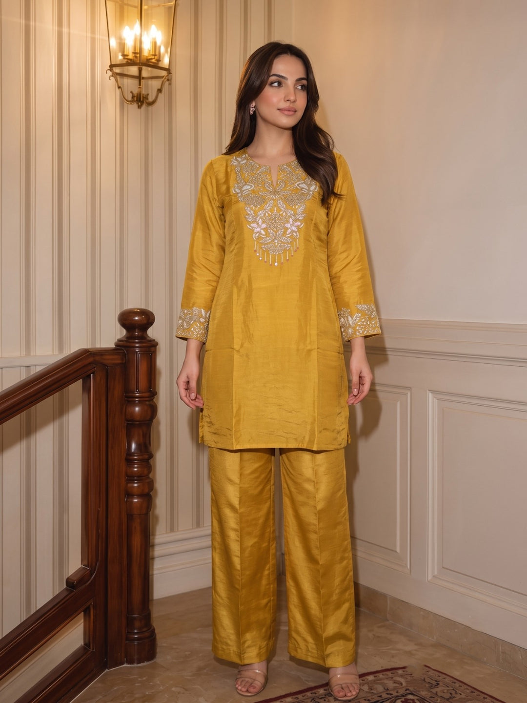 Tisca Flax Handwork Suit Set