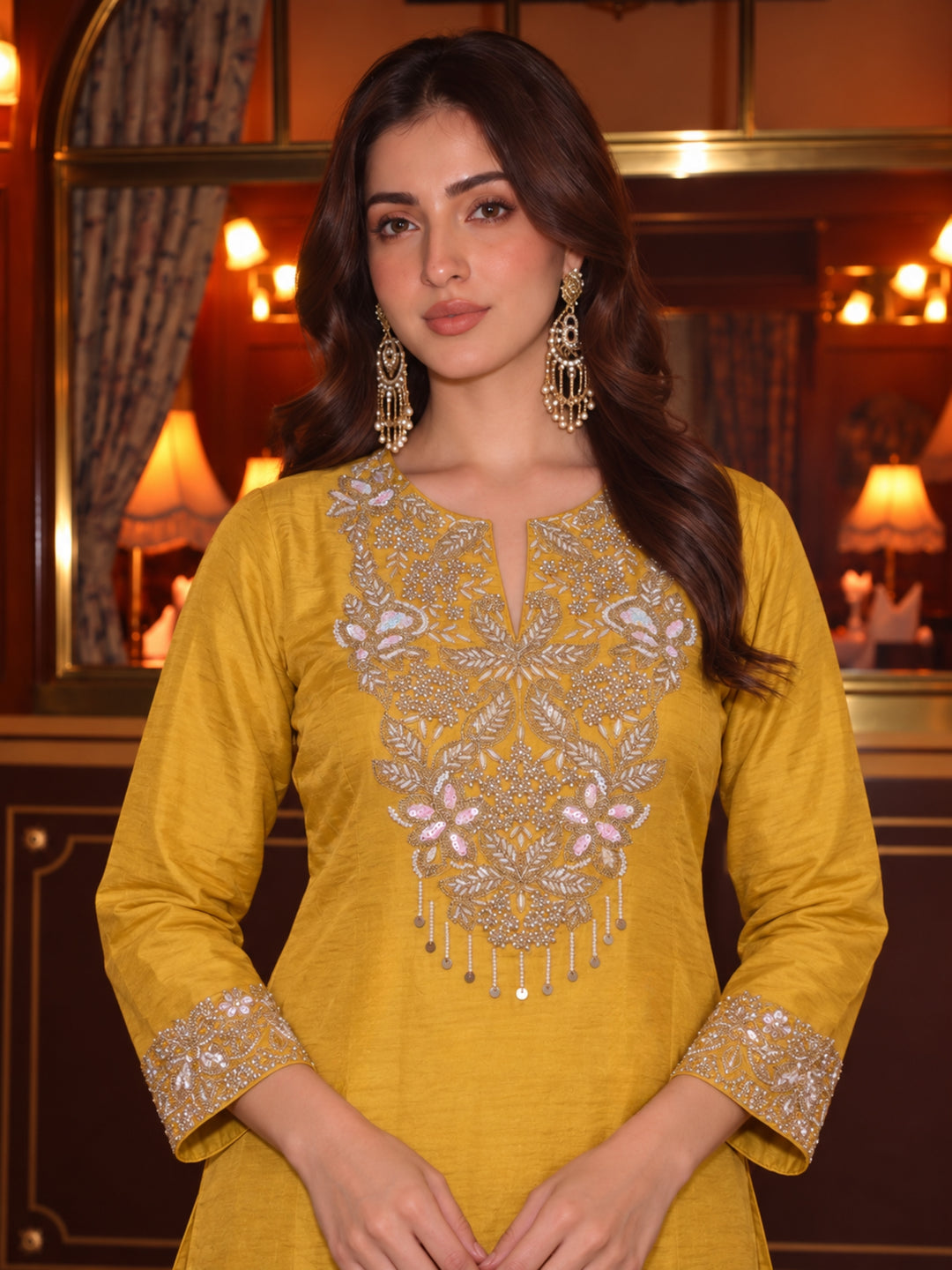 Tisca Flax Handwork Suit Set