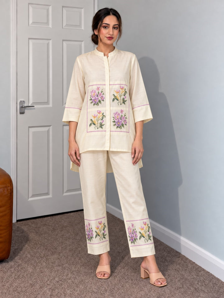 Tisca Harp embroidery Co-ord Set