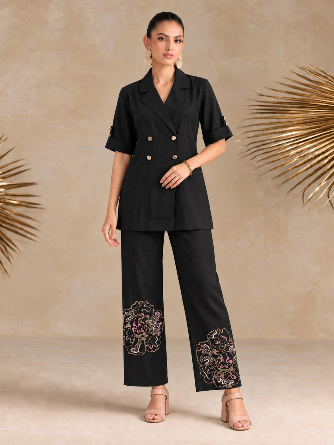 Tisca pitch Embroidery Co-ord set