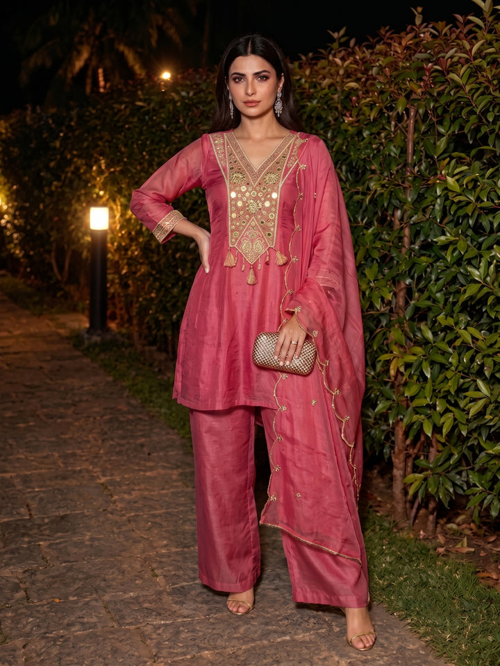 Tisca Rosewood Full Work Festive Suit Set